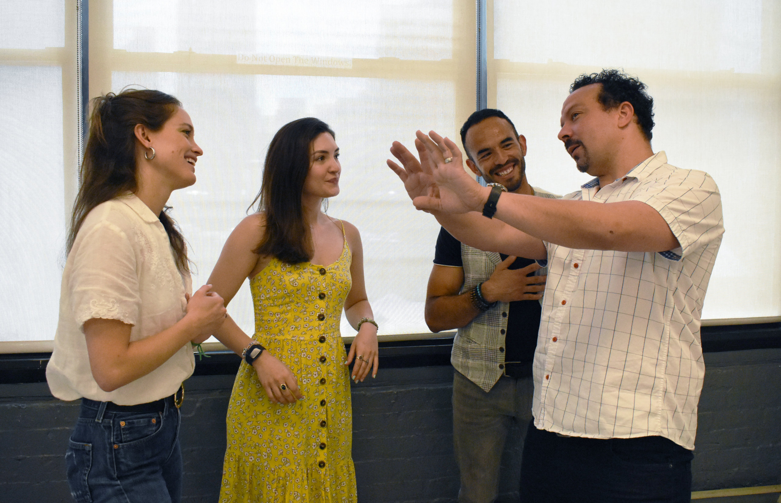 Marcos Santana directing Christine Spang, Maria Isabel Bilbao and Guillermo Ivan in "Anna in the Tropics"