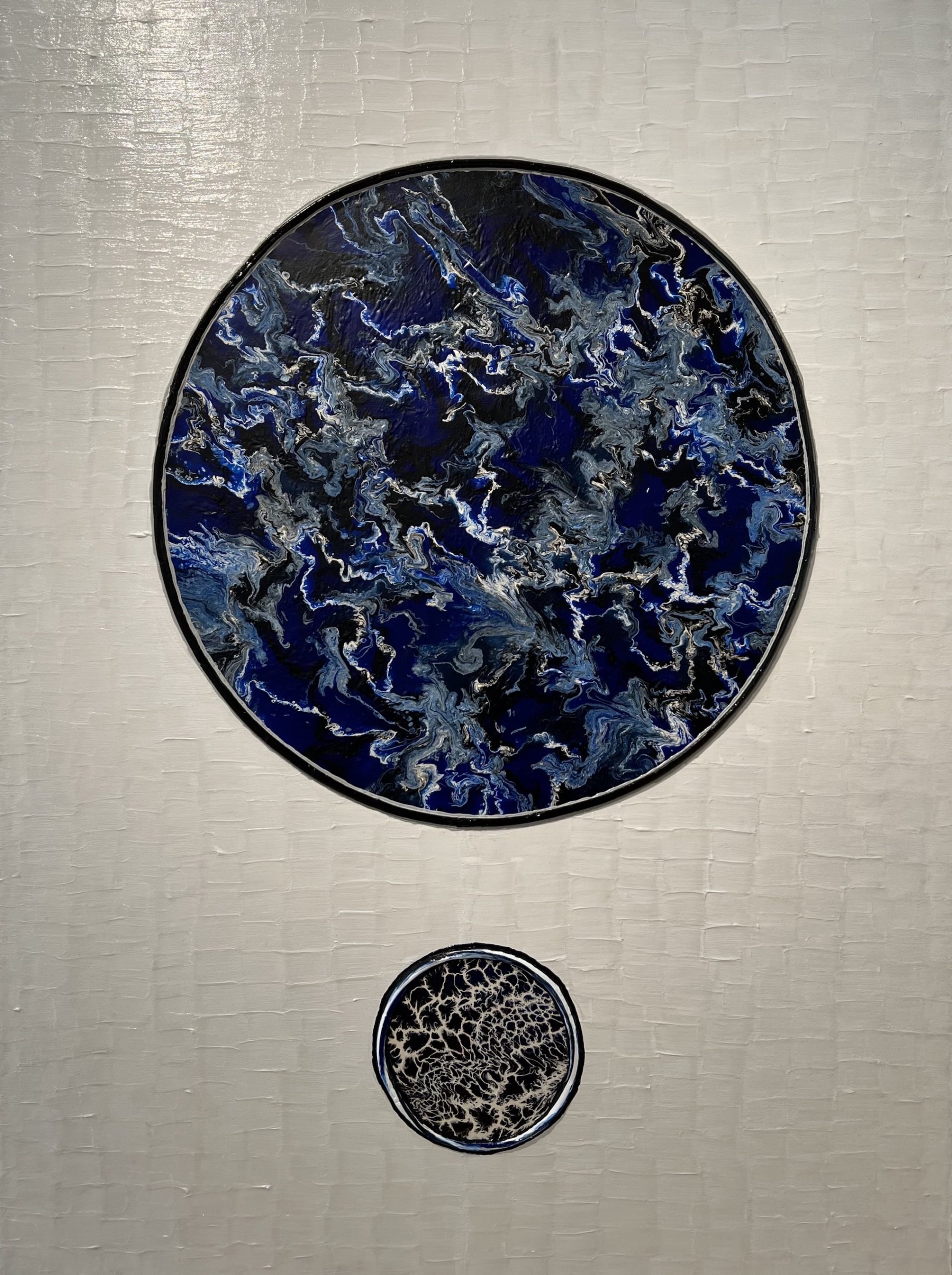Chris Lucore's "The Blue Planet" (2022, 48" x 36") on view at the Lucore 