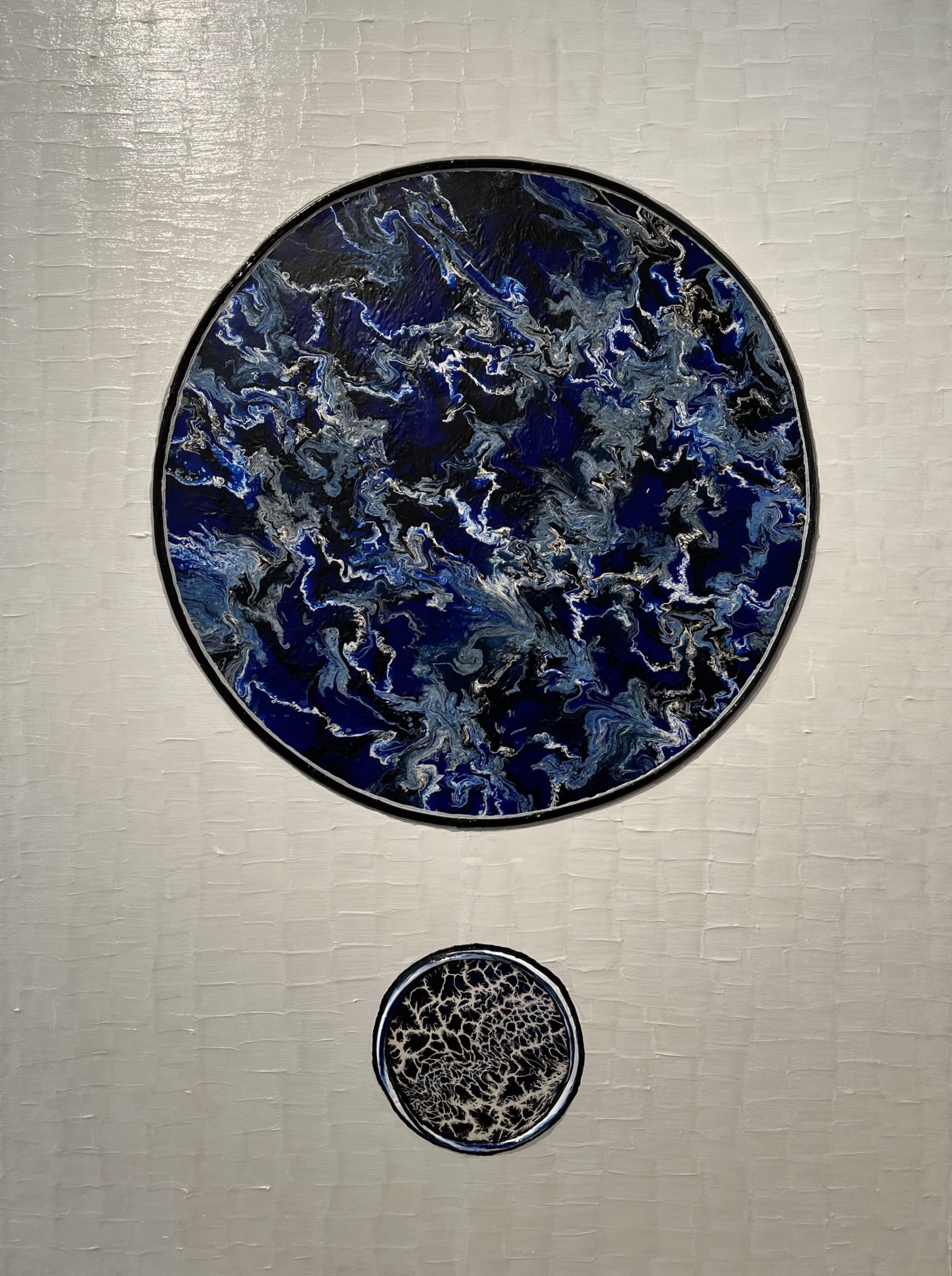 Chris Lucore's "The Blue Planet" (2022, 48" x 36") on view at the Lucore