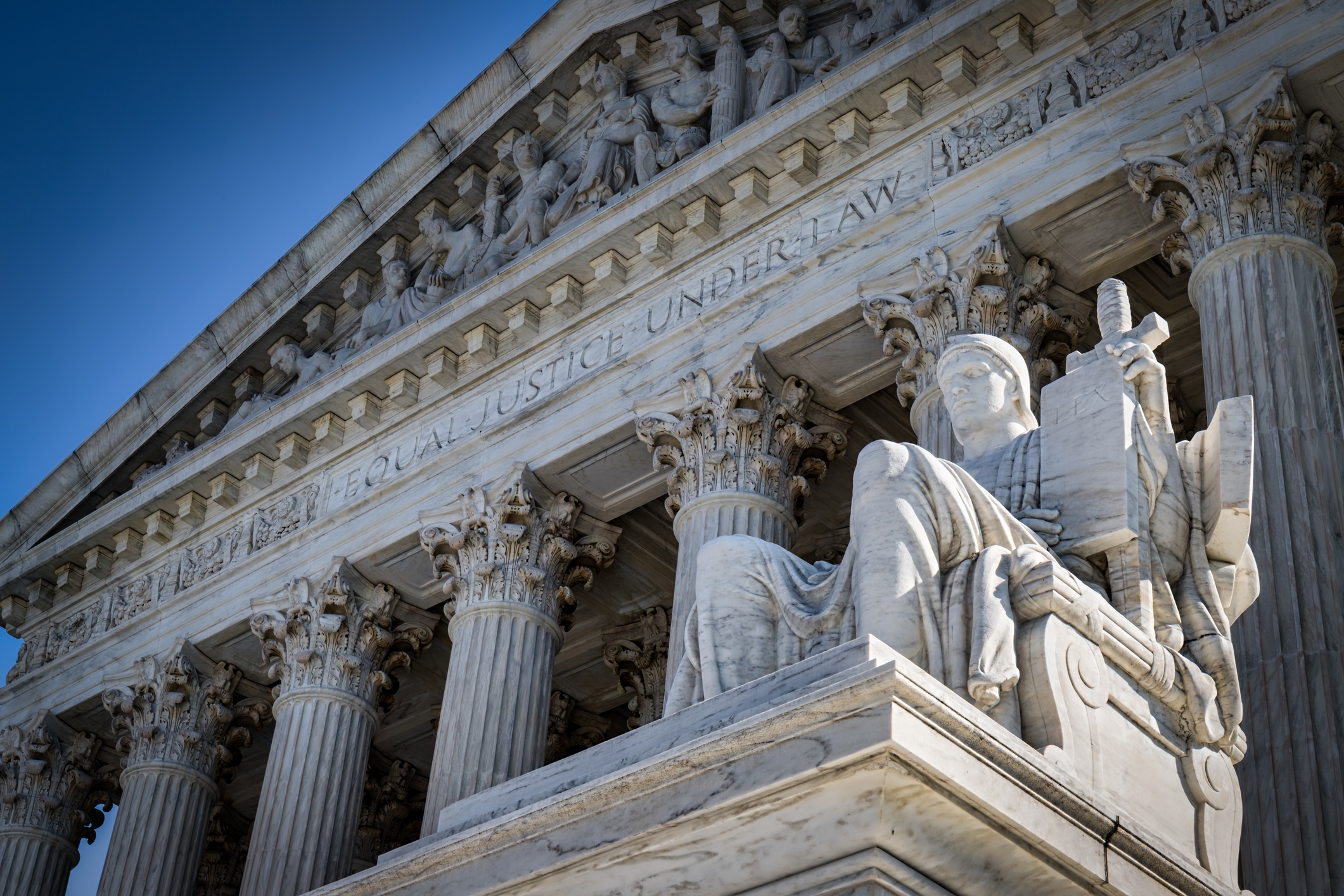 A summer day in front of the US Supreme Court Building in Washington, DC - where Roe v. Wade was overturned