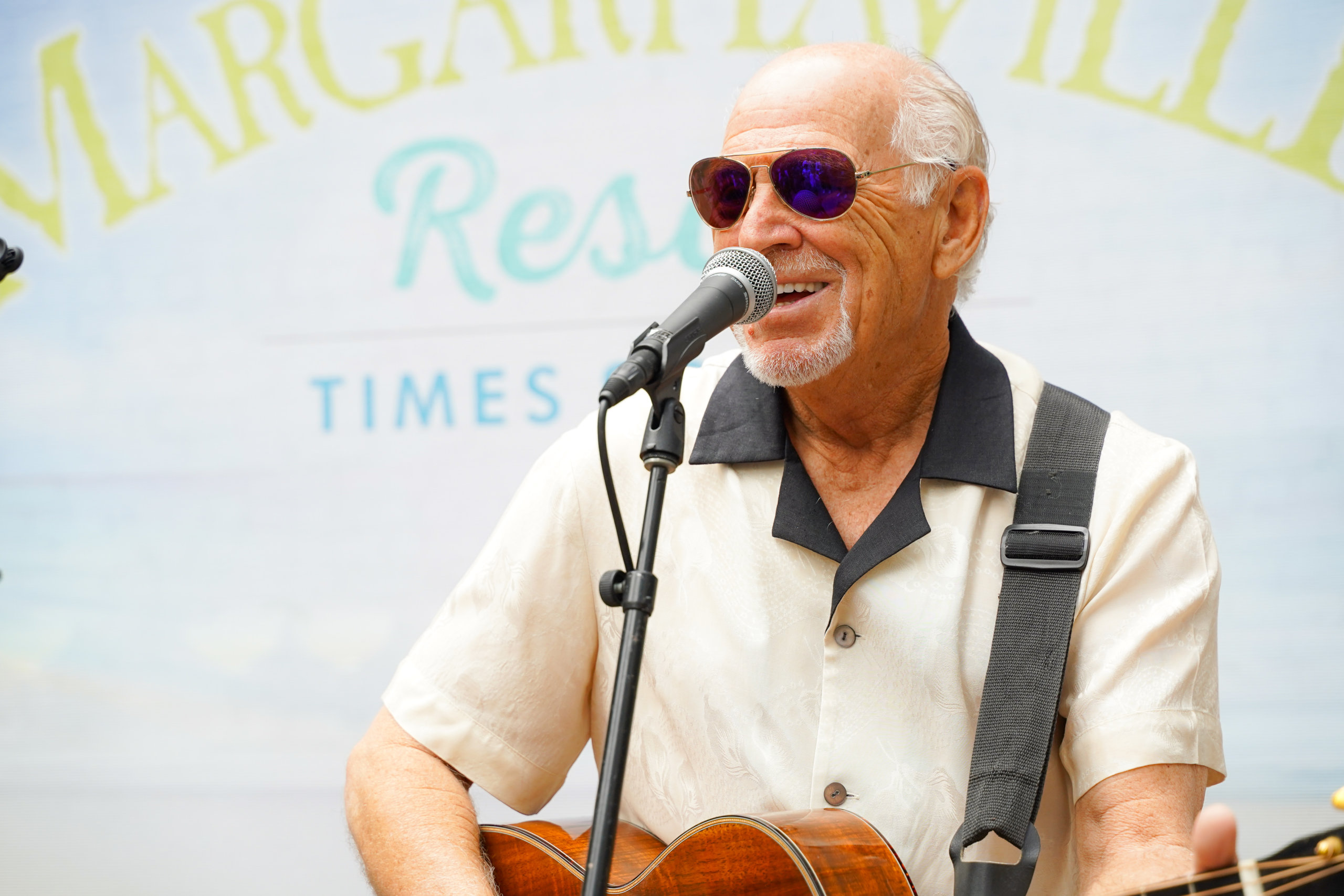 Jimmy Buffett performing in June of 2021