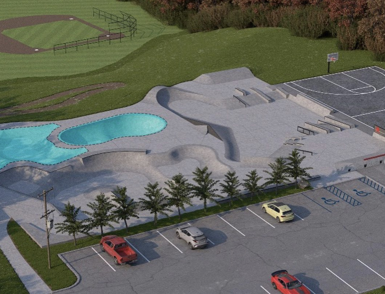 Rendering of the new Montauk skatepark