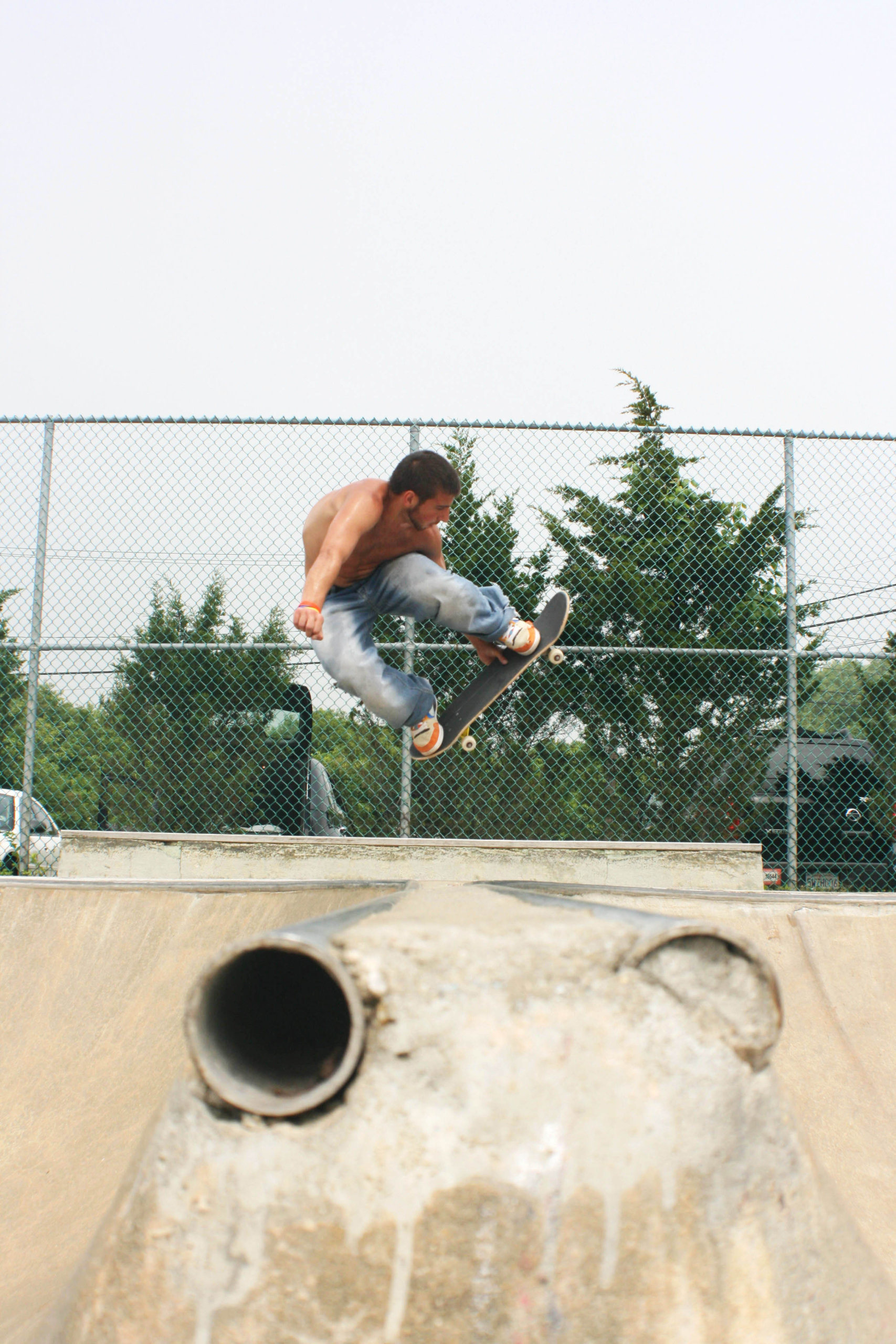 Getting air at the old Montauk Skatepark