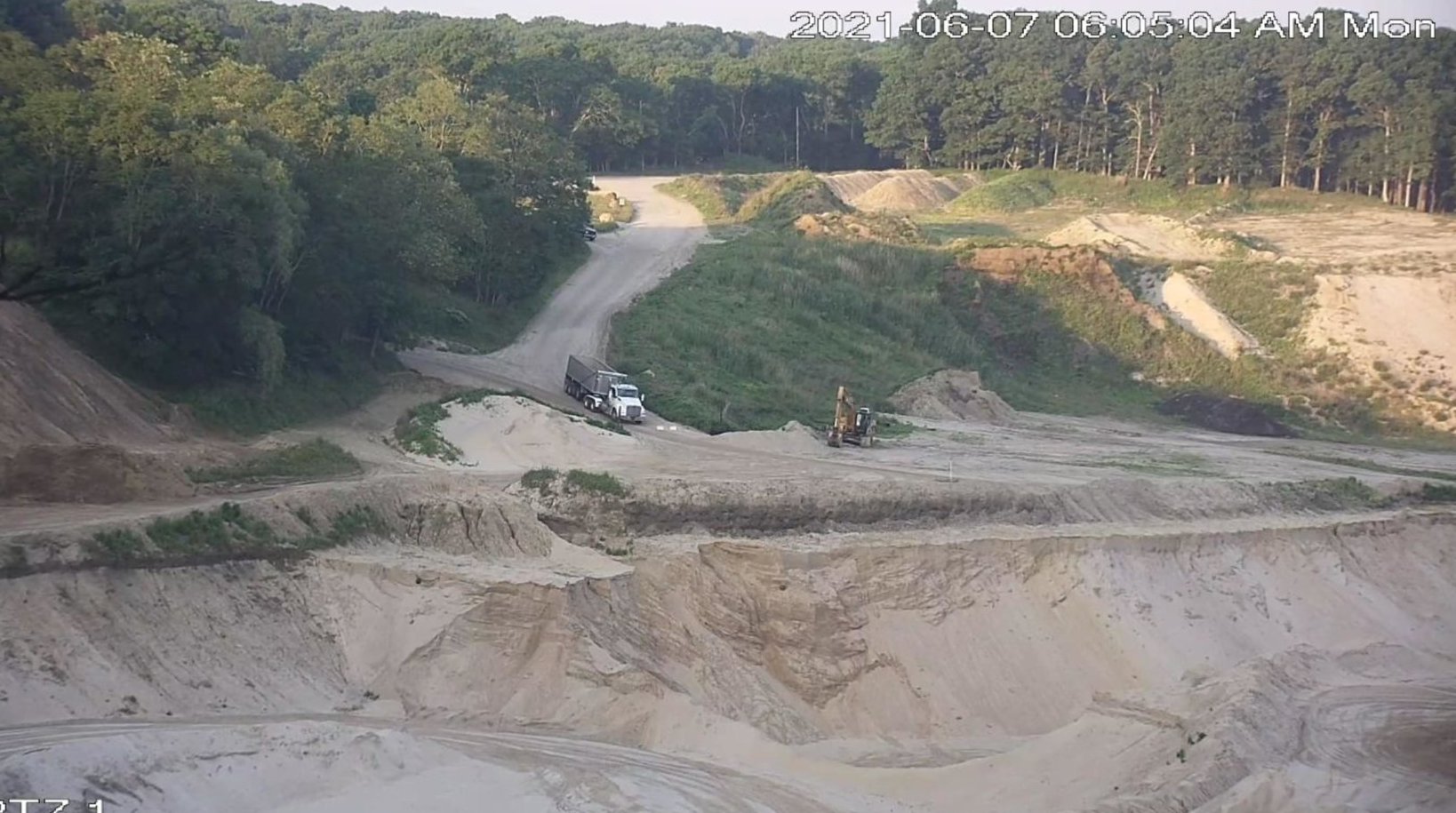Surveillance camera footage of crews operating at the Sand Land mine in Noyac on June 7. (Courtesy of Noyac Civic Council)