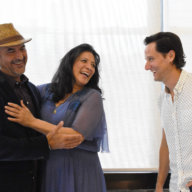 Serafin Falcon, Iliana Guibert and Christian Barillas of Anna in the Tropics at Bay Street Theater