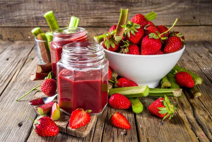 Fresh strawberry and rhubarb preserves at Hallockville Mueum Farm