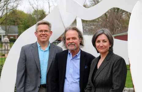 Executive Director of the Long Island Museum, Neil Watson (center) with his successors, Joshua Ruff (left) and Sarah Abruzzi (right)