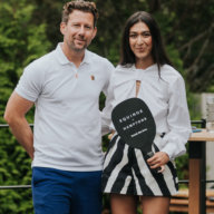Trisha Goyal with special guest Wim Fissette, international tennis coach, at the Break the Love Equinox x Hamptons kickoff event