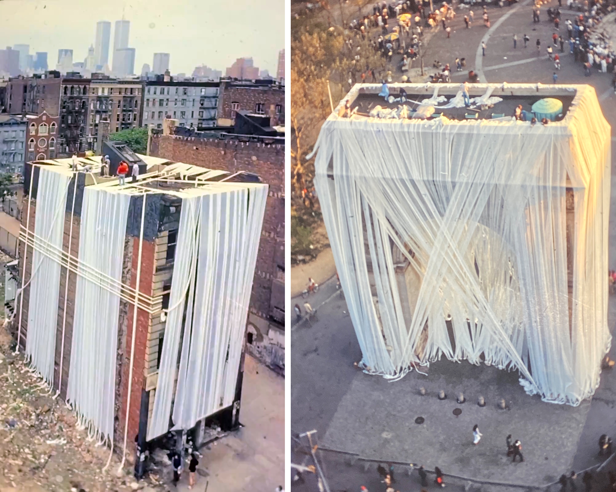 Wrapped Lower East Side Building and Washington Arch by Francis Hines