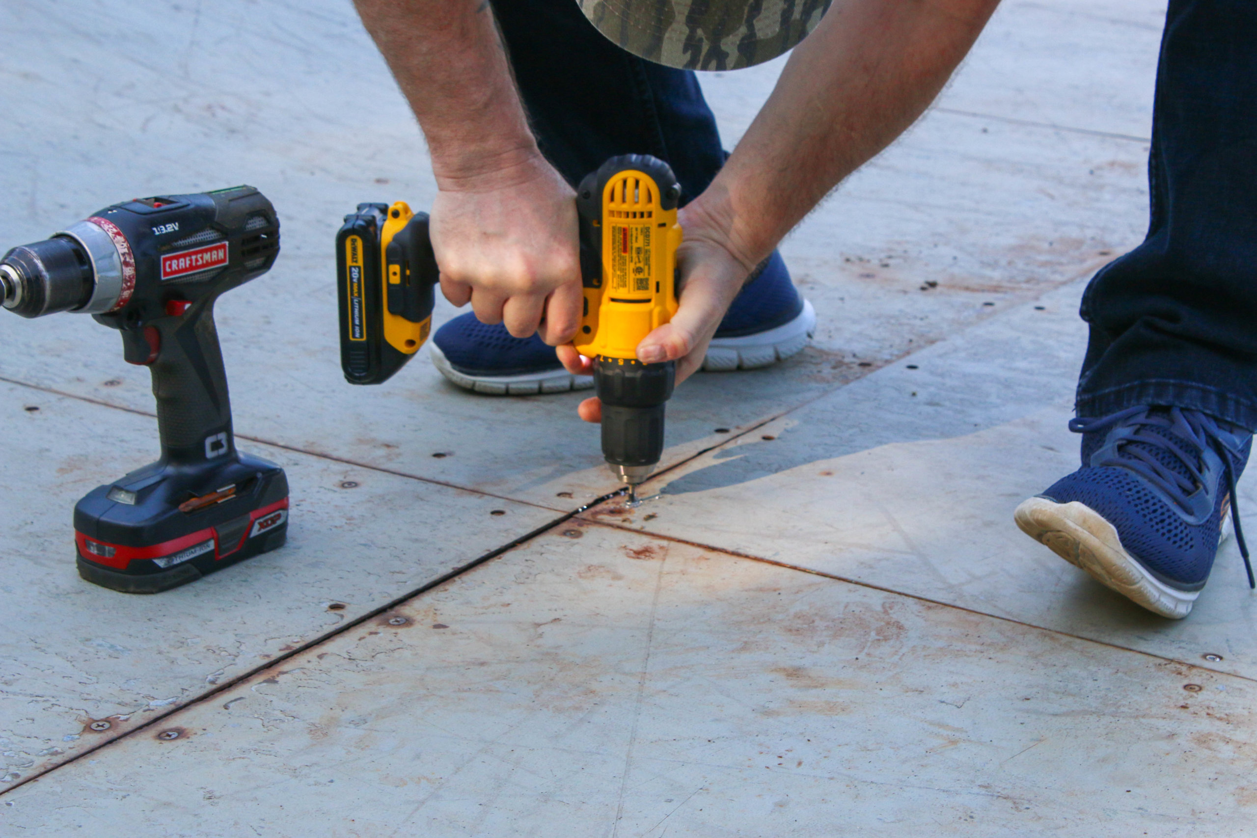 Replacing boards at the Greenport Skate Park