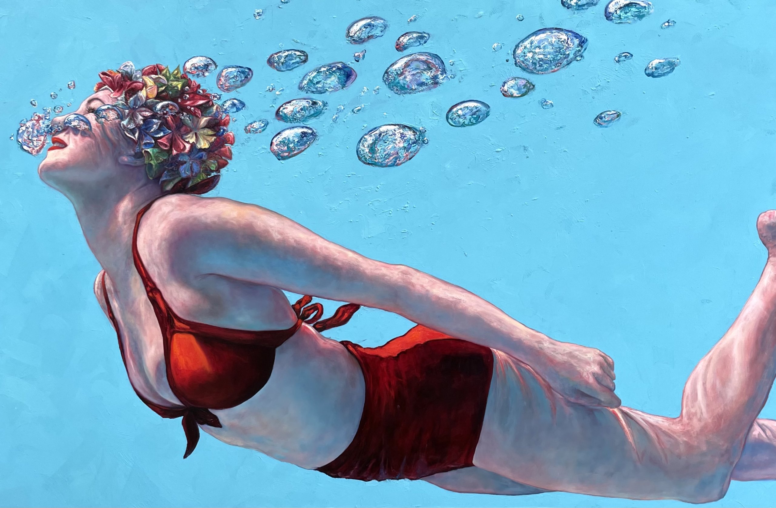 One of Jennifer Hannaford's iconic swimmer paintings