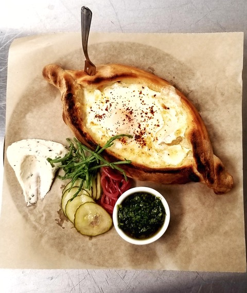 Khachapuri by Philippe Corbet of Lulu Kitchen & Bar in Sag Harbor