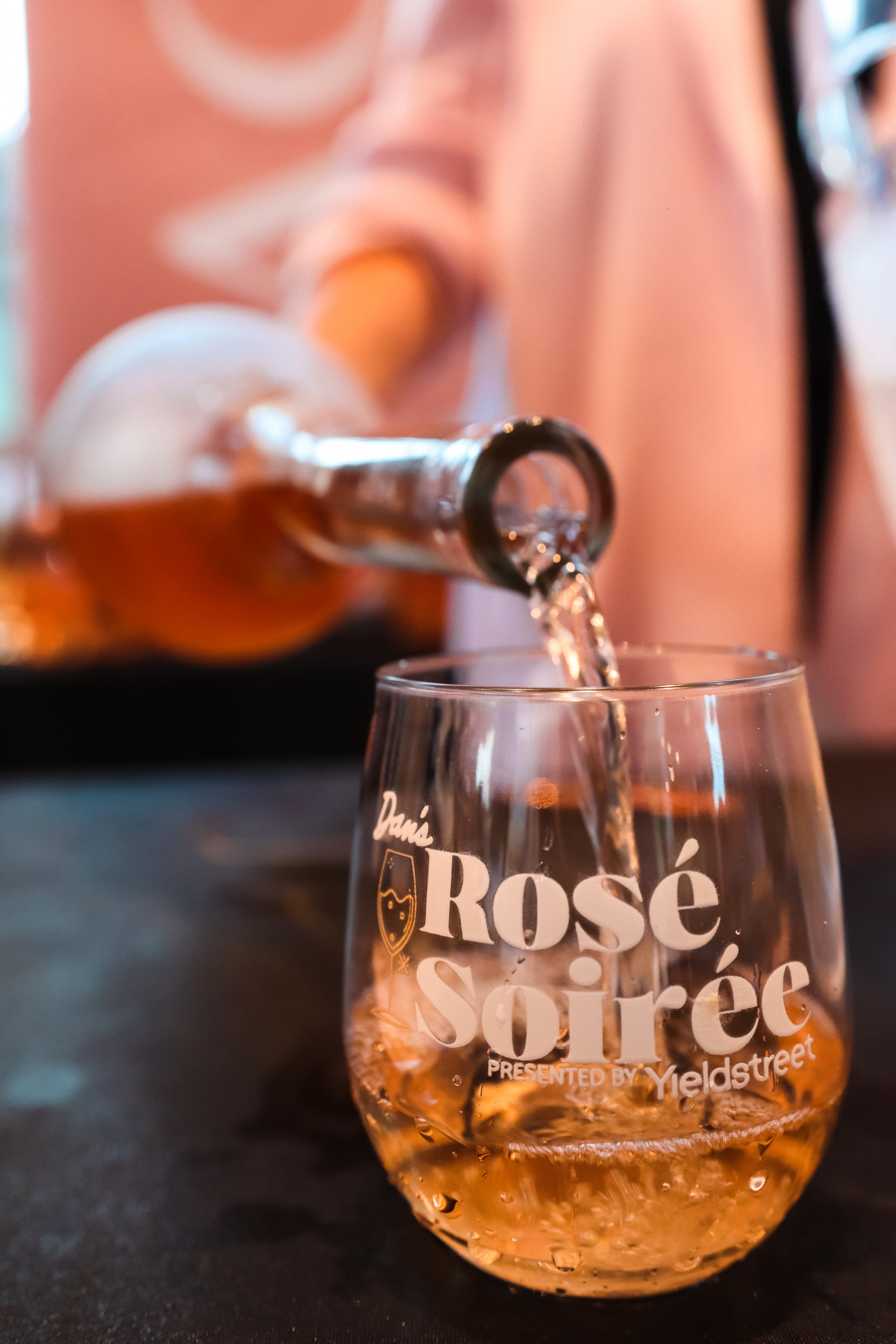 Rose Soiree wine pour