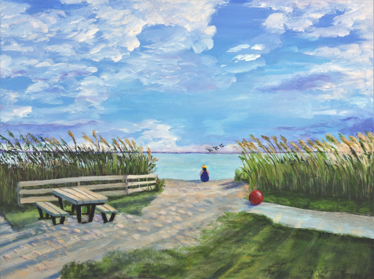 Our July 22, 2022 Dan's cover art, "September Evening at Webby's Beach" by Wendy McLaughlin