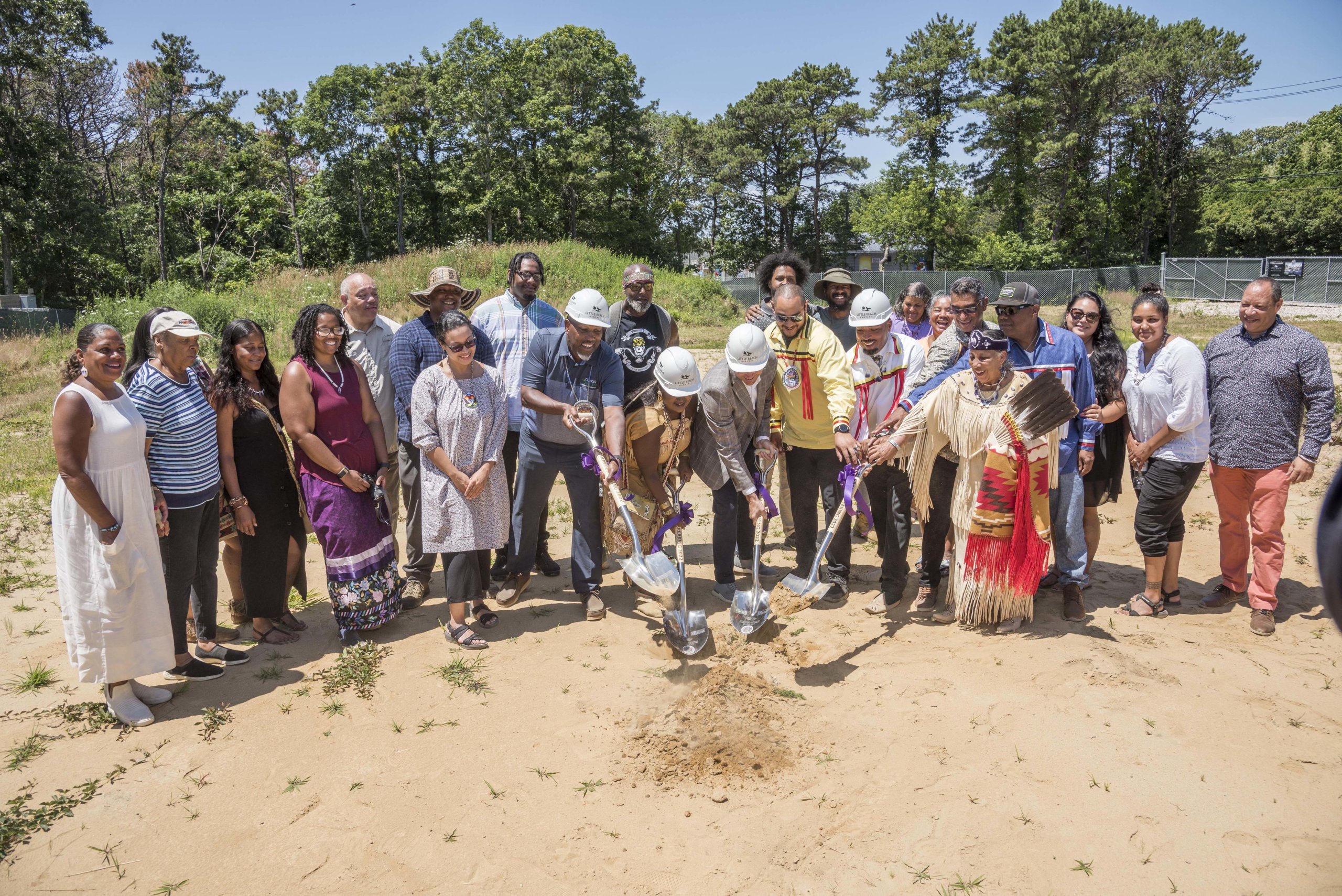 Shinnecock leaders break ground on Little Beach Harvest weed facility on July 11, 2022