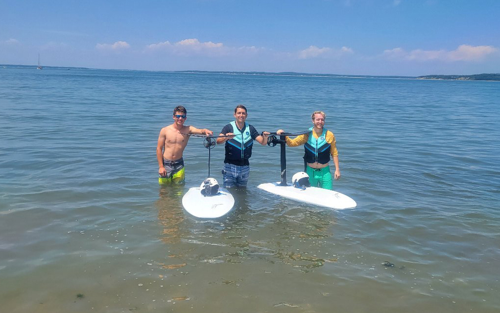 Daniel Taylor (right), Jeremy Stauffer (center) and another Hamptons Lift Foils rep