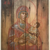 Virgin with Child from Icons on Ammunition Boxes series to benefit Ukraine