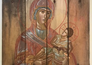 Virgin with Child from Icons on Ammunition Boxes series to benefit Ukraine
