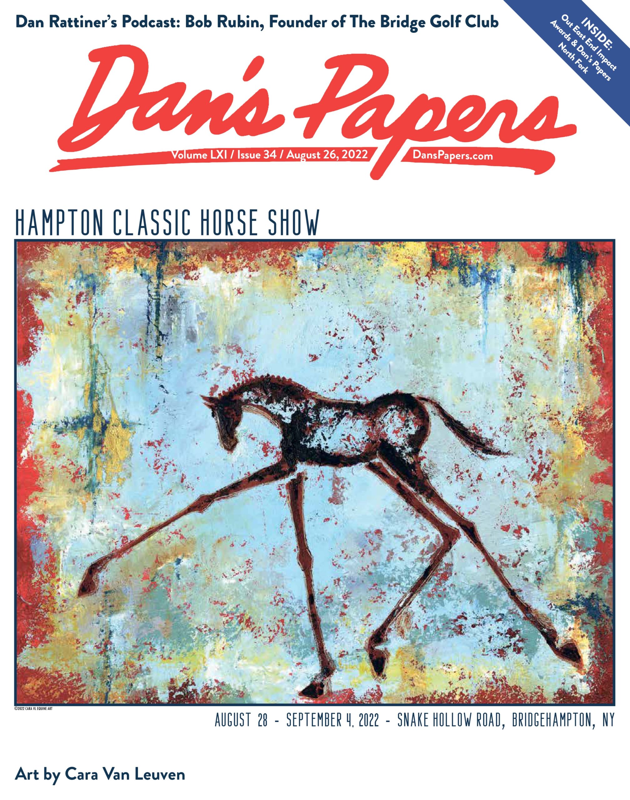 August 26, 2022 Dan's Papers cover art (and Hampton Classic poster art) by Cara Van Leuven