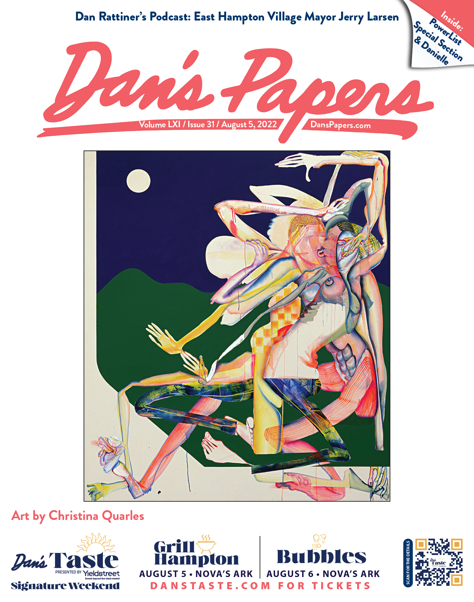 August 5, 2022 Dan's Papers cover art: "Night Fell Upon Us (Up On Us)" 2019 acrylic painting by Christina Quarles © Christina Quarles / Courtesy the artist, Hauser & Wirth, and Pilar Corrias, London.