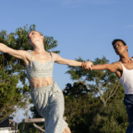 Catherine Hurlin and Jose Sebastian performing in Hamptons Dance Project III, presented by Guild Hall, at Fireplace Farm in 2021