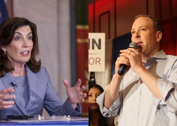 Governor Kathy Hochul (left) and U.S. Rep. Lee Zeldin 2022 election candidates