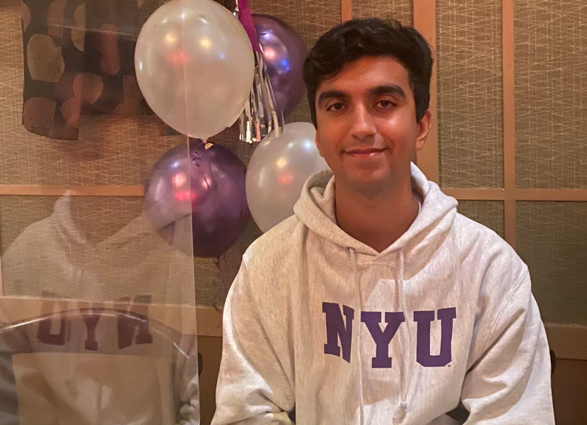 Devesh Samtani celebrates his admission to NYU