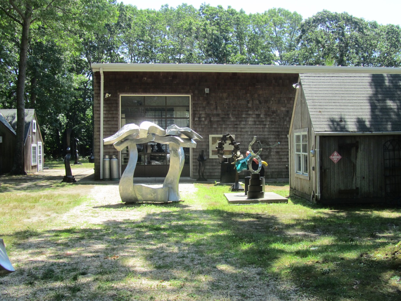 Hans Van de Bovenkamp sculptures on view outside his studio