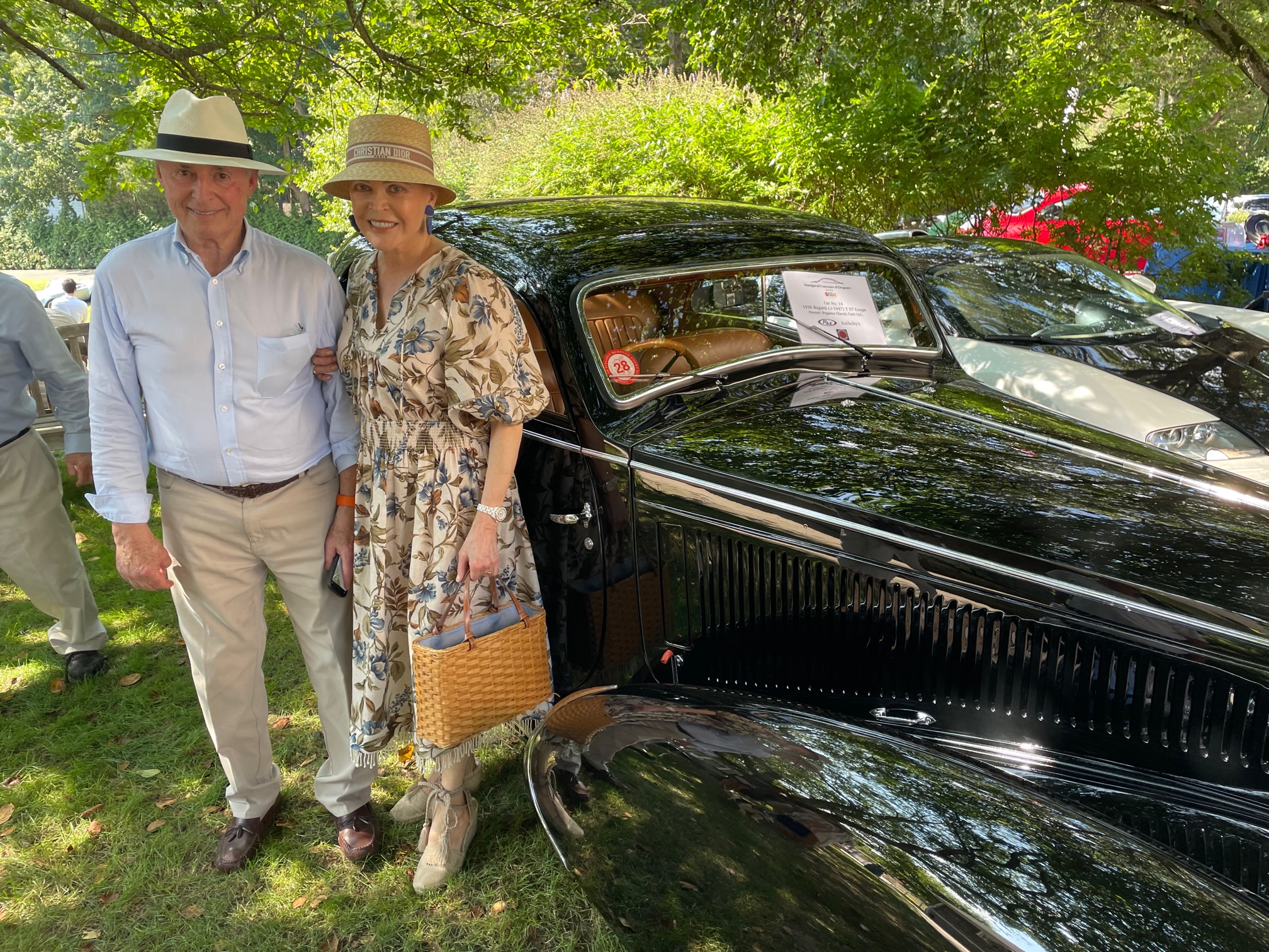 Martin and Audrey Gruss and their 1936 Bugatti T 57 at Southampton Fresh Air Home Concours d’Elegance