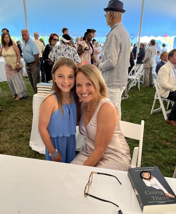 8-year-old budding author Natalie Drutman with Katie Couric at Authors Night 2022