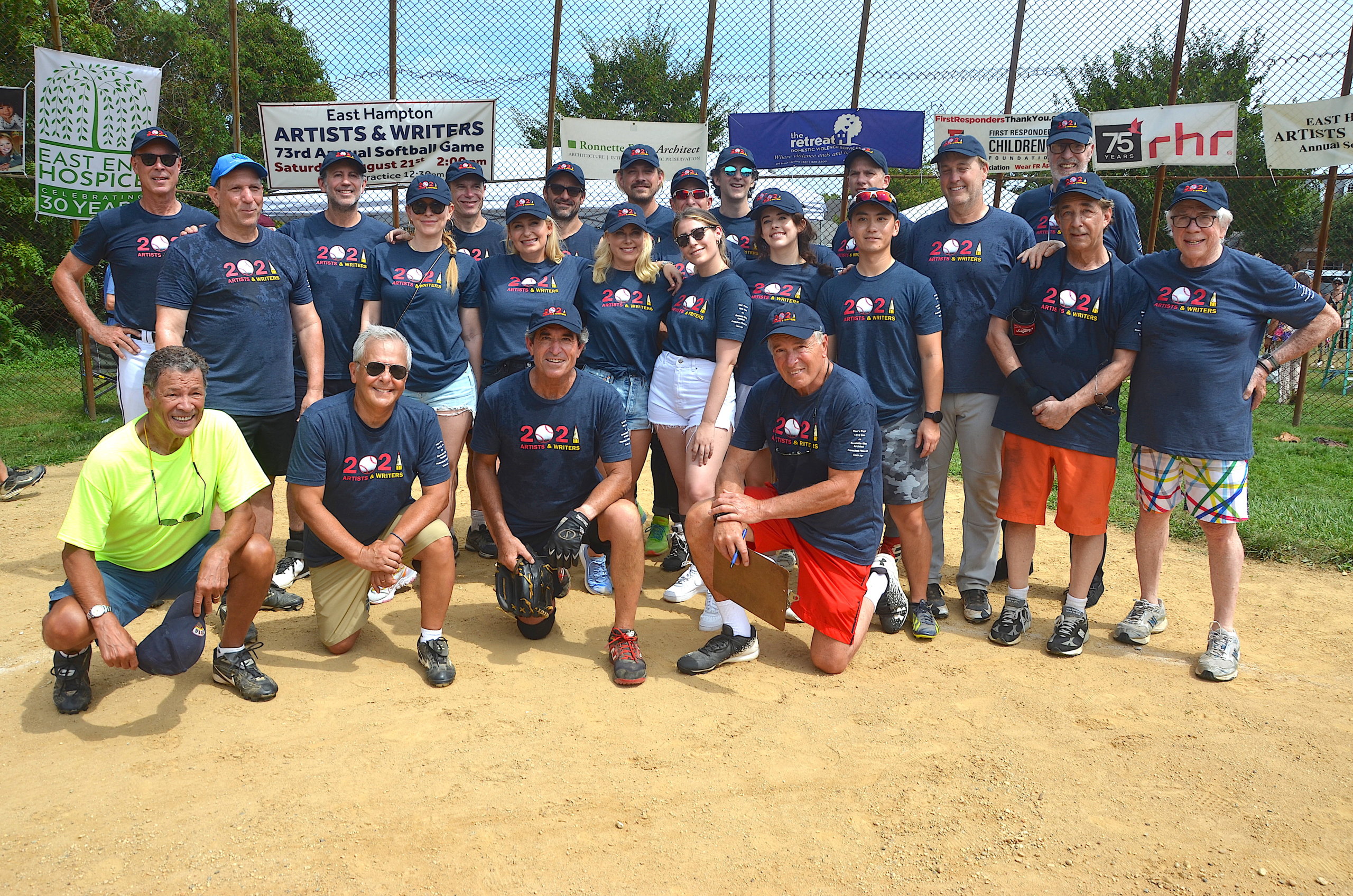 The 2021 Writers team at Artists and Writers Charity Softball Game