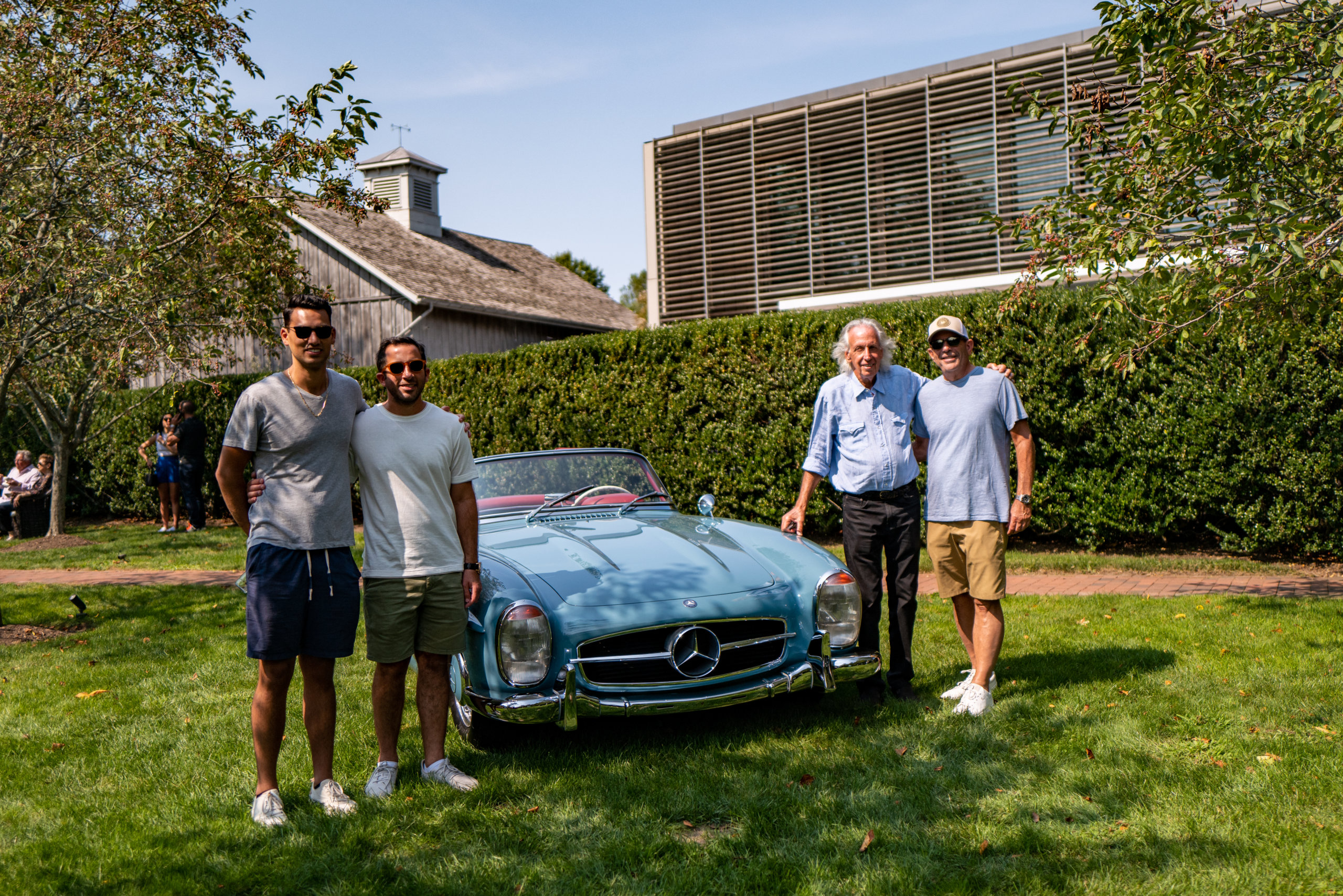 1958 Mercedes Benz 300 SL Roadster with Jason Cole, Michael Schudroff, Kyle Dennis and Jeff Cole at Topping Rose House in Bridgehampton