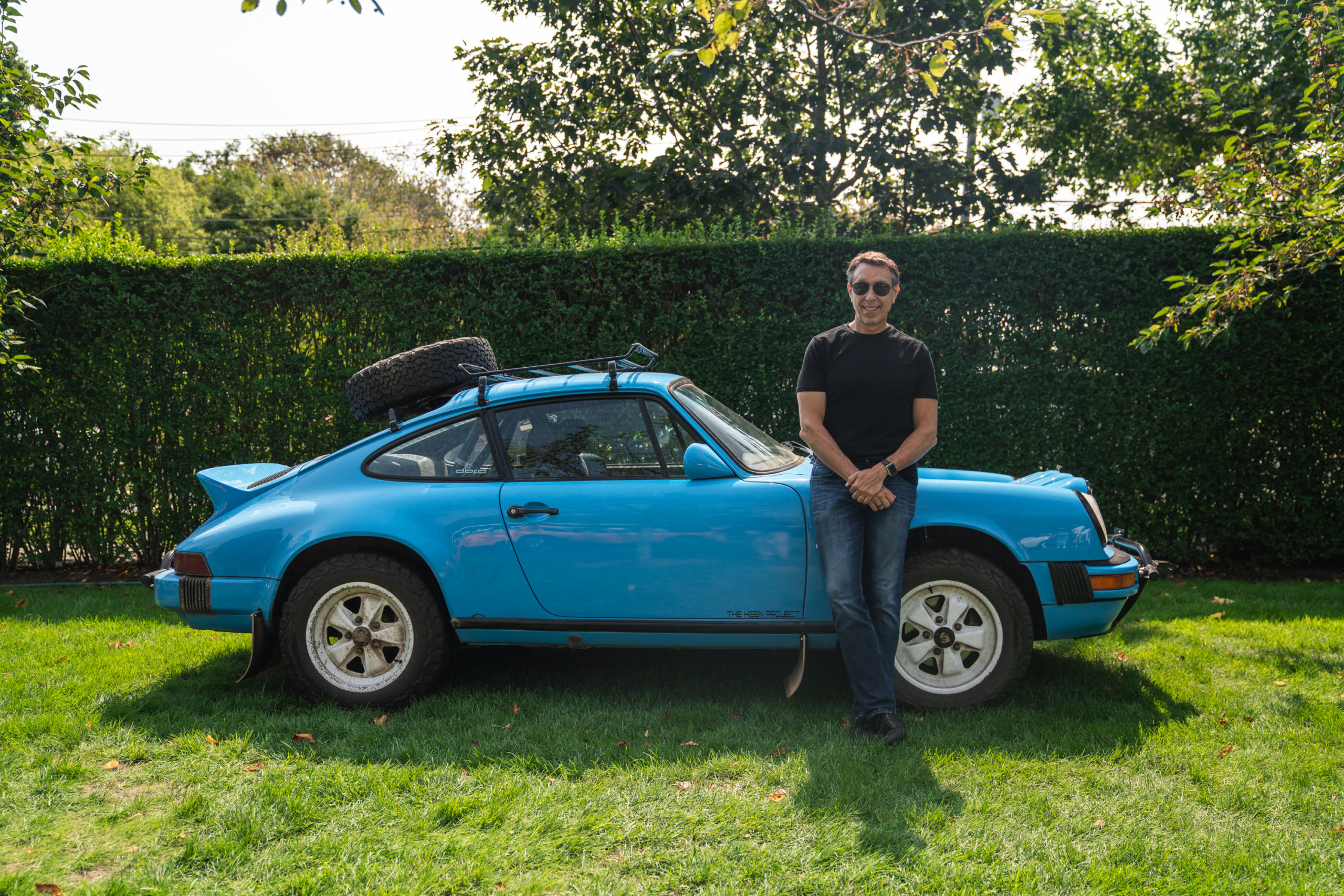 1990 Porsche 911 C4 Safari with owner Michael Pollock at Topping Rose House in Bridgehampton