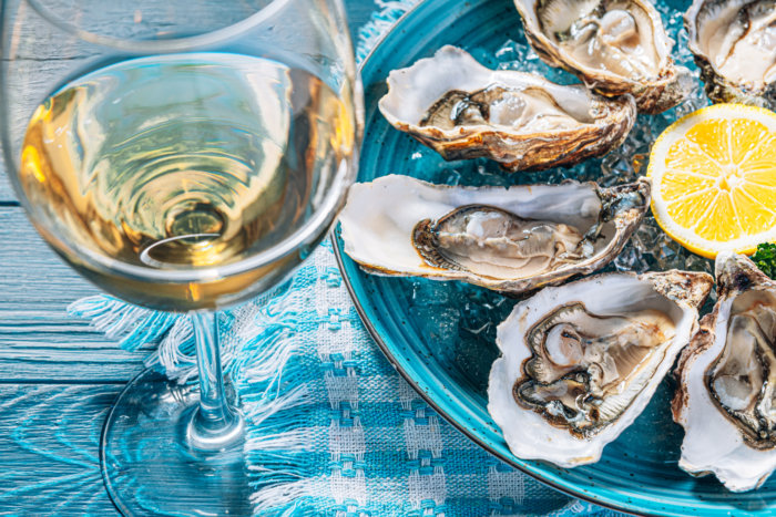 Enjoy fresh oysters and wine at Sparkling Pointe on the North Fork
