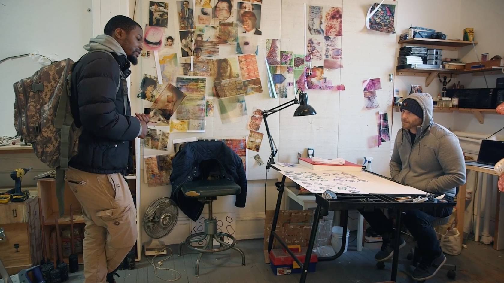 Artists Jesse Krimes and Russell Craig in a still from the feature documentary "Art & Krimes by Krimes" directed by Alysa Nahmias