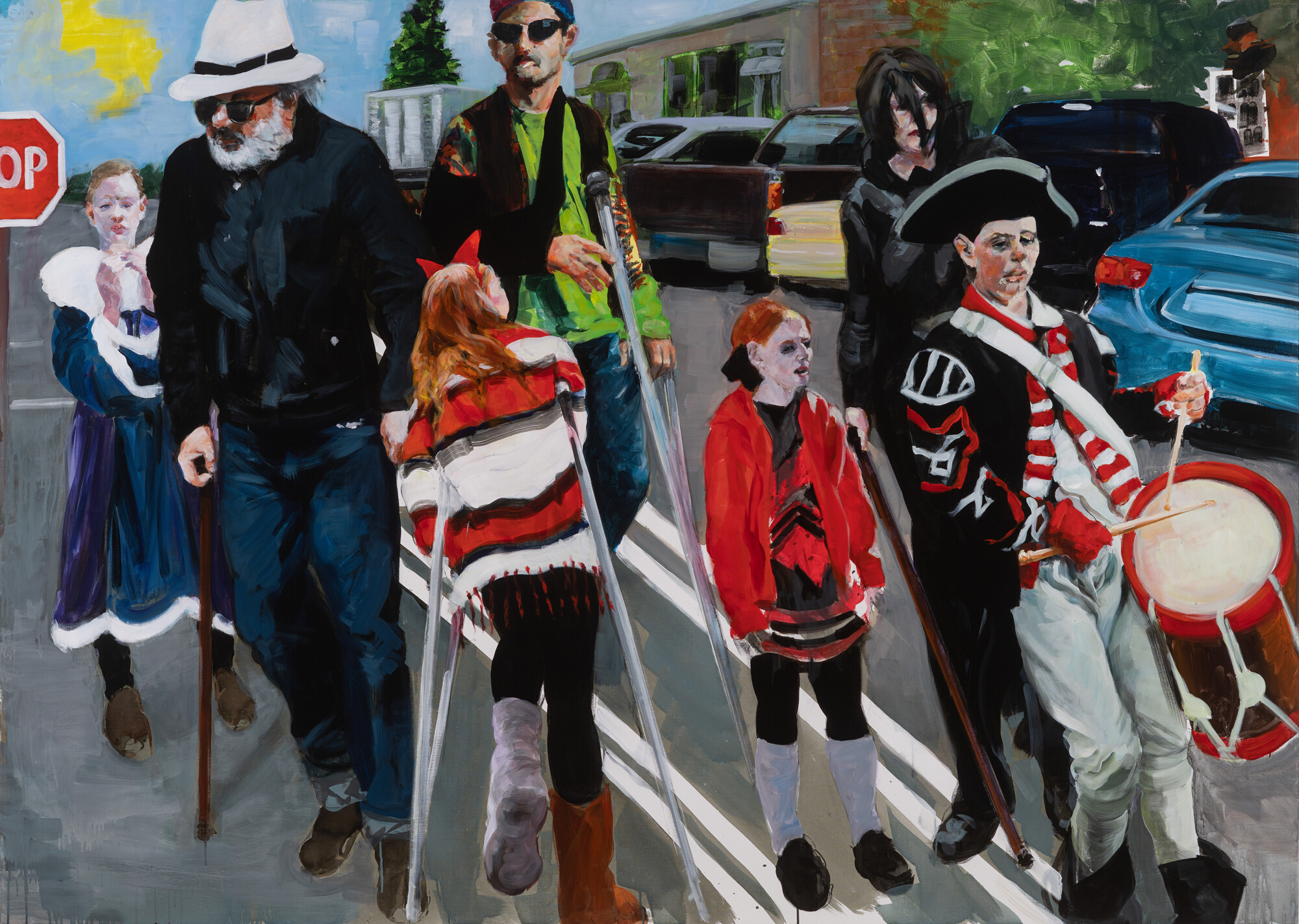 Eric Fischl "The Parade Returns" 2022, acrylic on linen, 68 x 96 inches, 172.7 x 243.8 cm