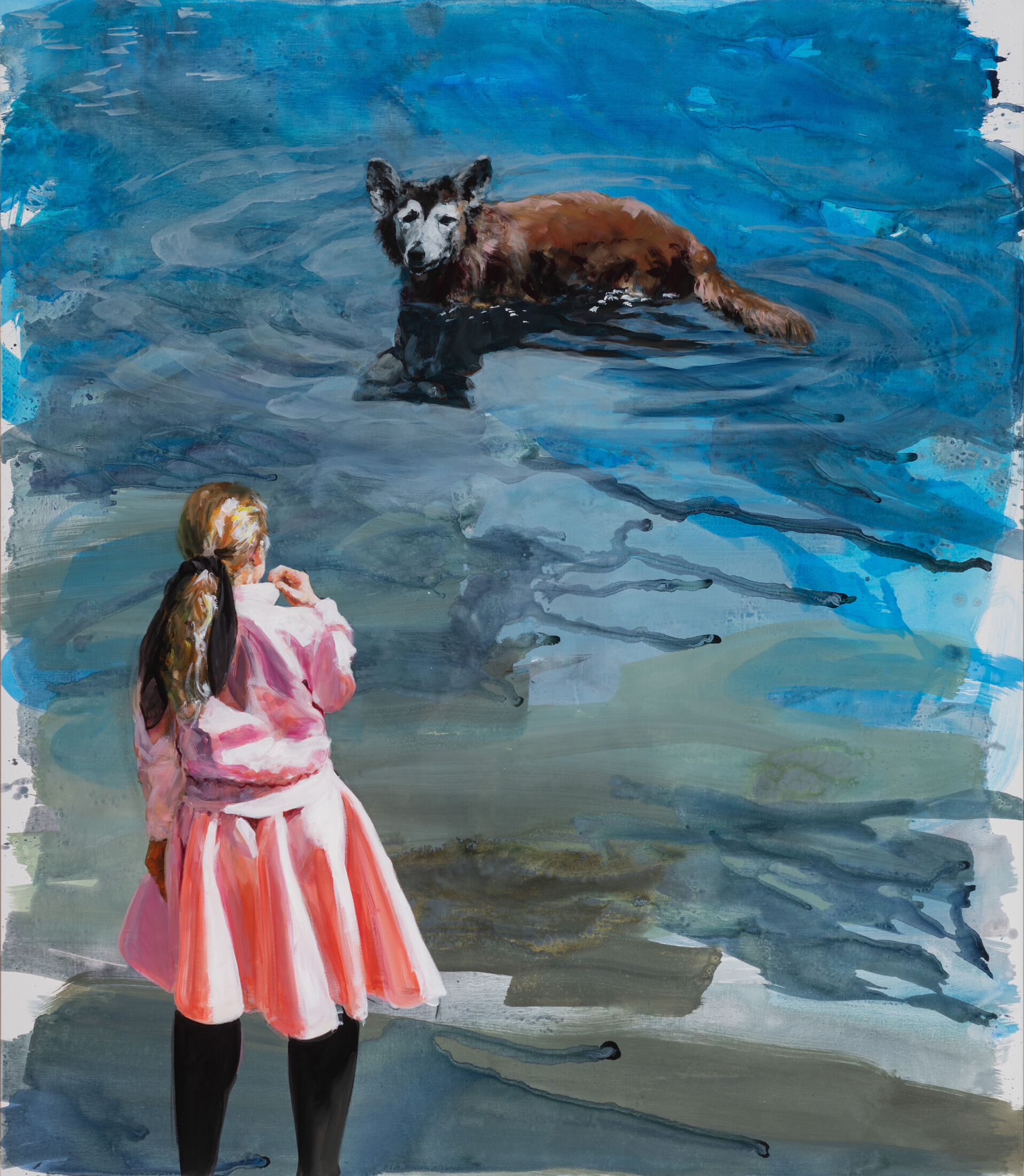 Eric Fischl "Old Dog" 2022, acrylic on linen, 75 x 65 inches, 190.5 x 165.1 cm