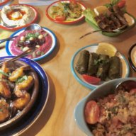 Assortment of mezes and warm starters at El Turco