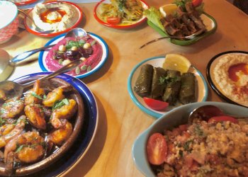 Assortment of mezes and warm starters at El Turco