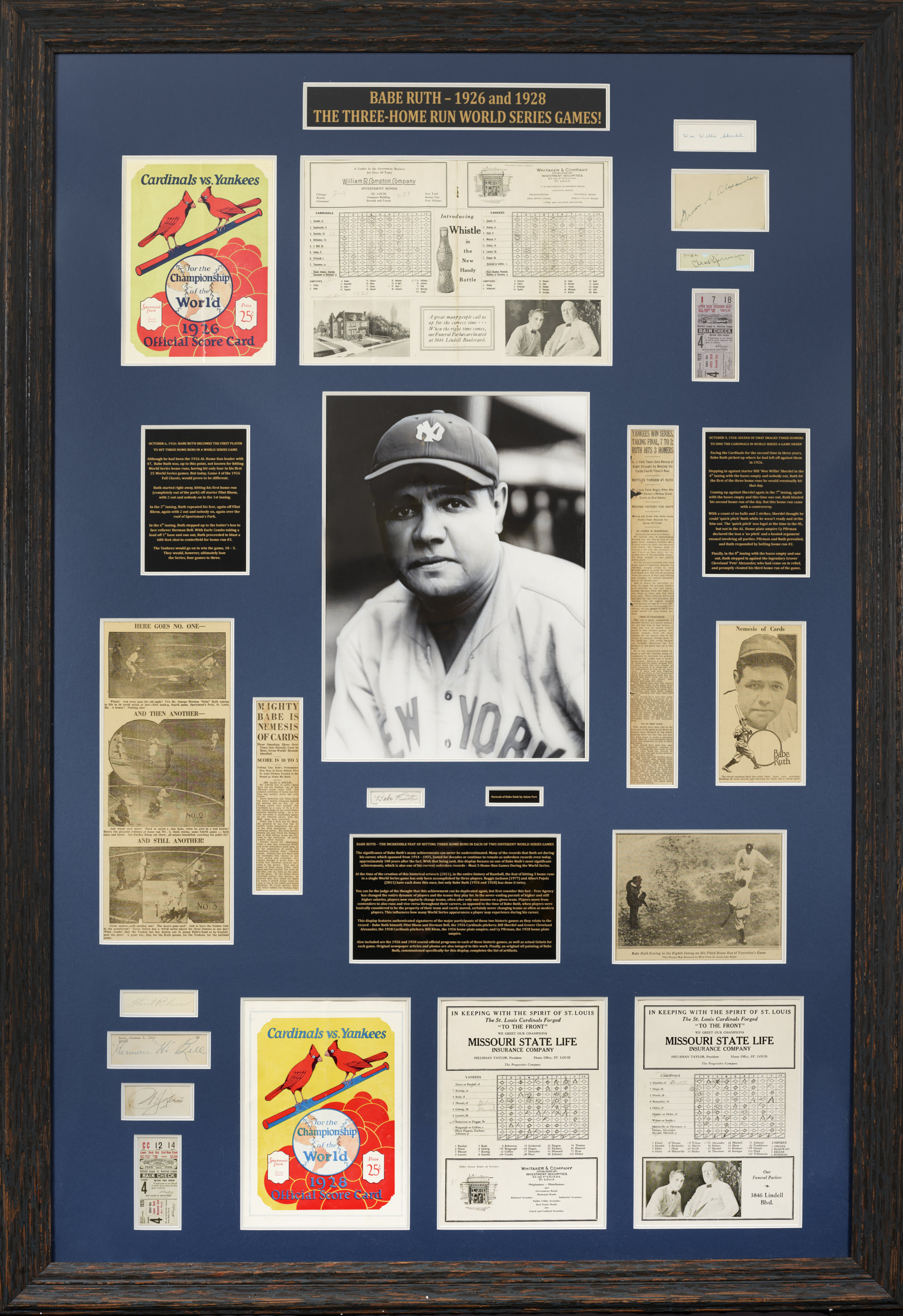 "Sports Conversation Art" piece honoring Babe Ruth's three World Series home runs