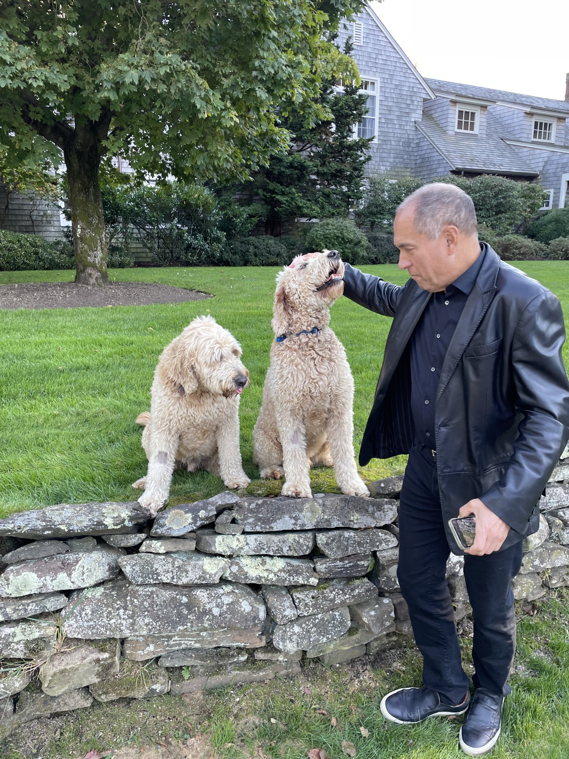 Stuart Suna with his pups