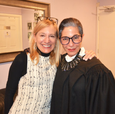 Tracy Mitchell (Executive Director, BST), Michelle Azar as Ruth Bader All Things Equal: The Life and Trials of Ruth Bader Ginsburg Opening at Bay Street Theater
