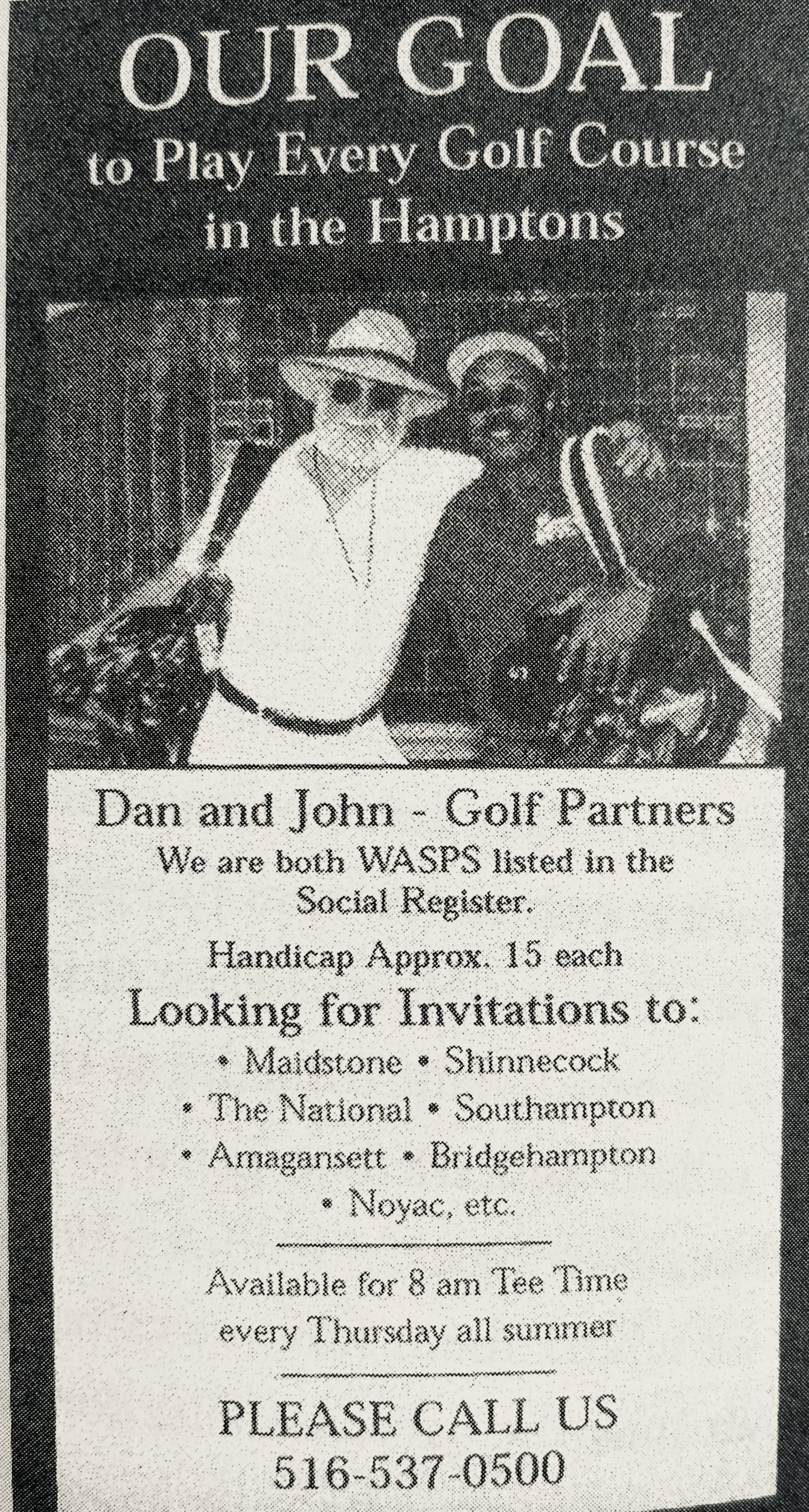 Golfers ad with Dan and John Darden