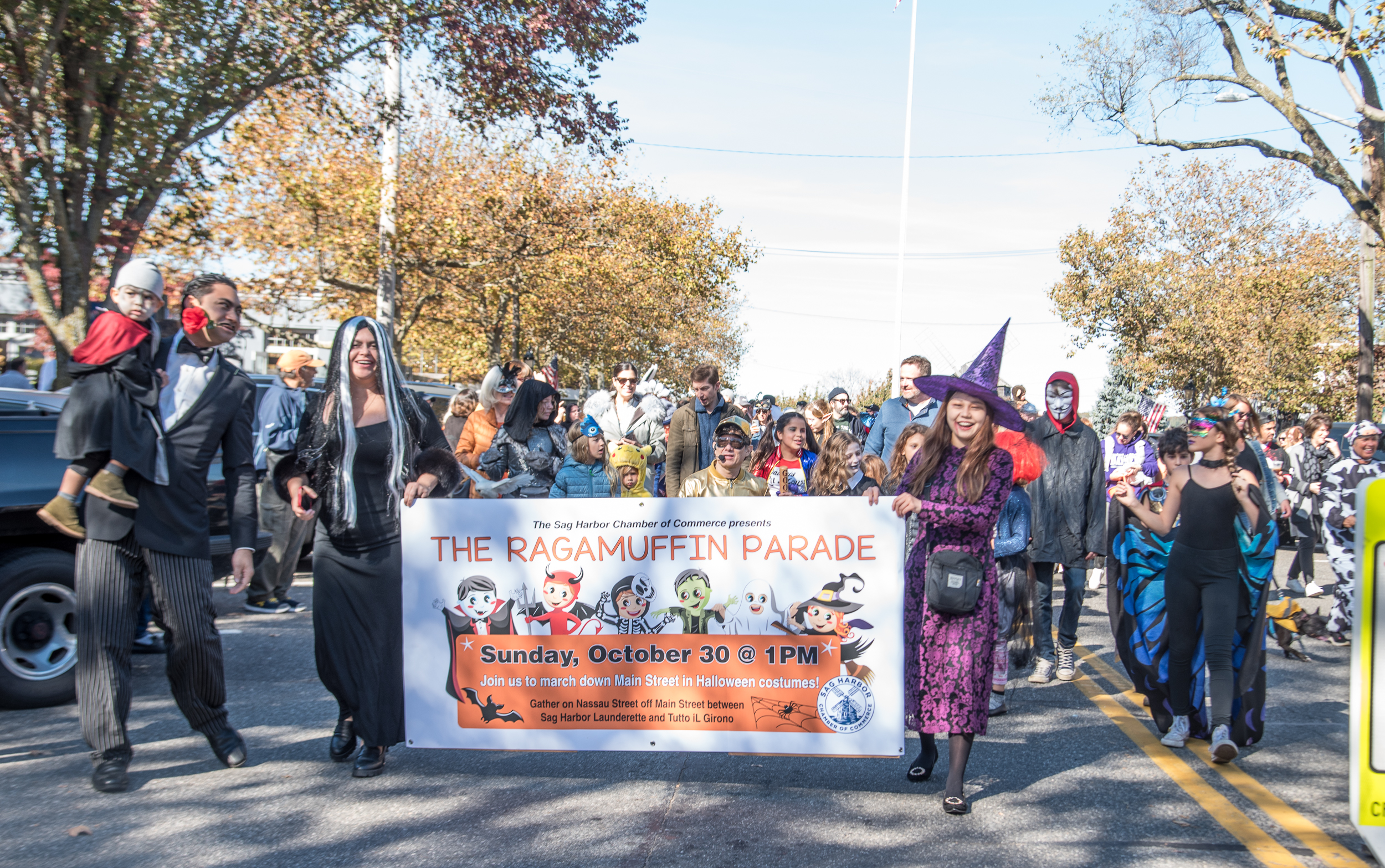 Leading the parade 2022 Sag Harbor Ragamuffin Parade Halloween