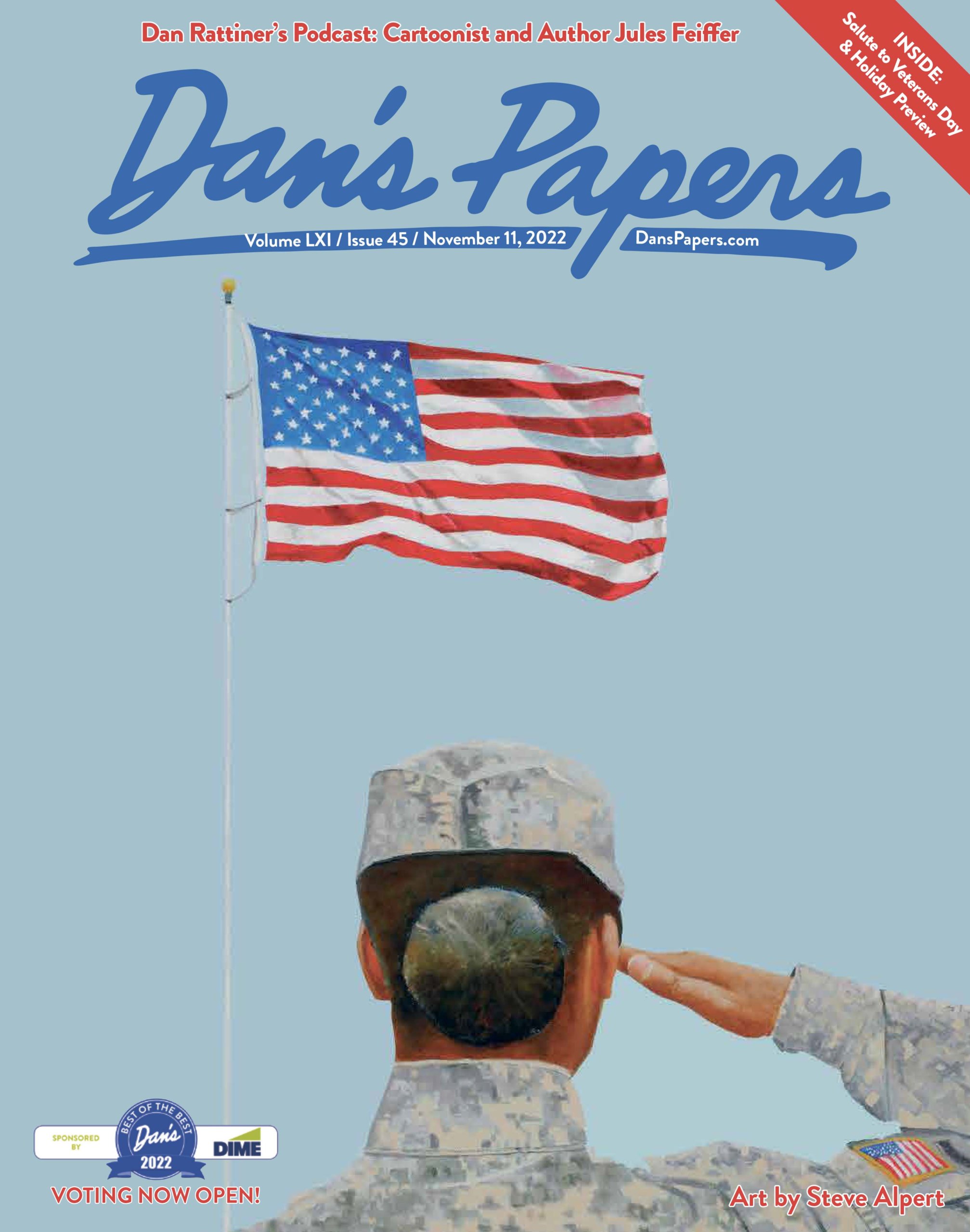 November 11, 2022 Dan's Papers cover art by Steve Alpert for Veterans Day
