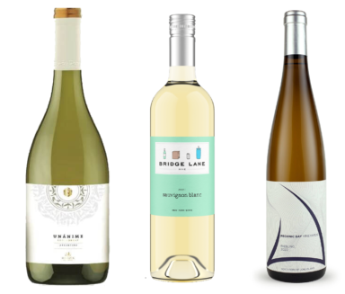 Thanksgiving white wines: Unánime Chardonnay, Bridge Lane Sauvignon Blanc, Peconic Bay Vineyards Riesling