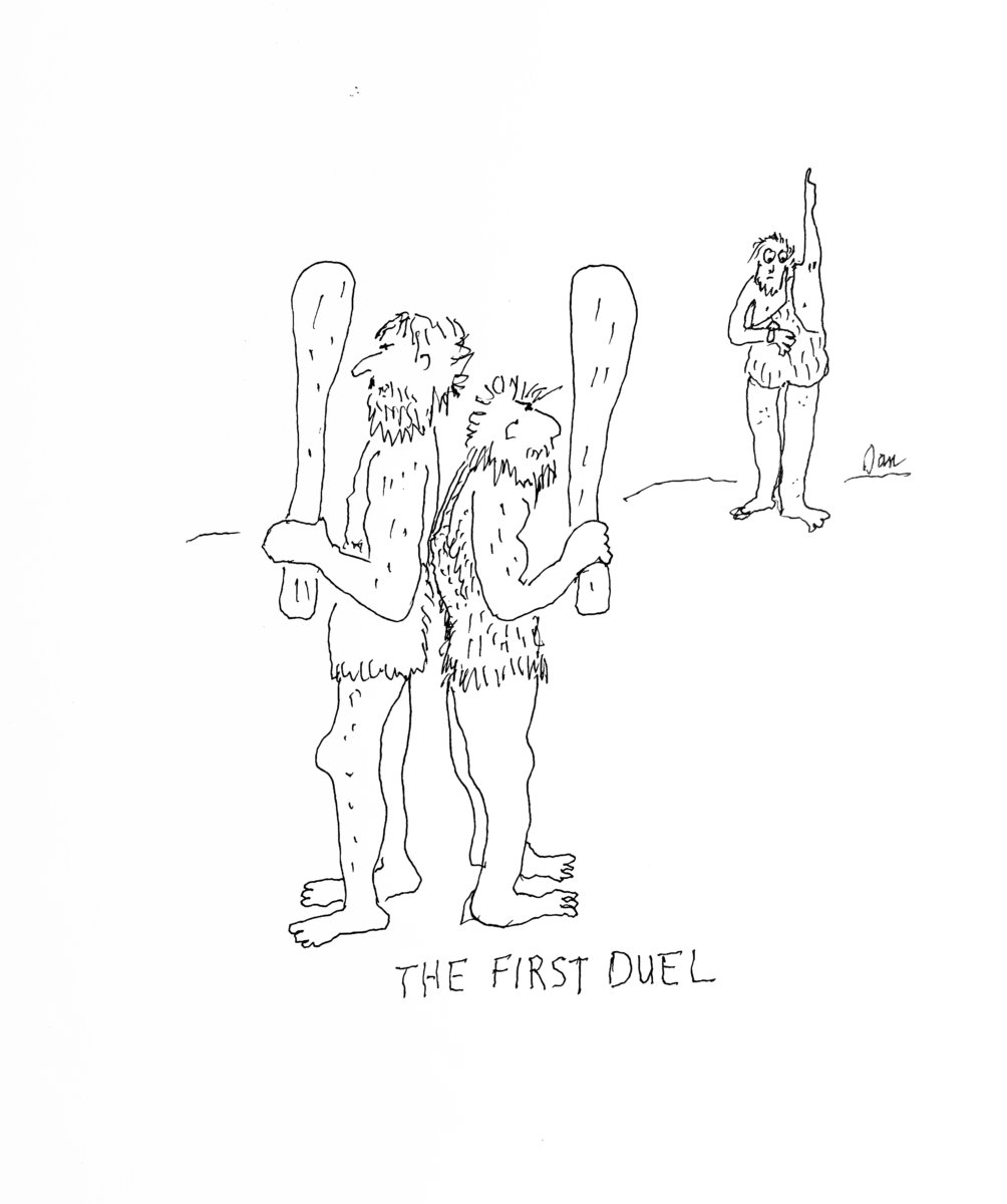 The First Duel had no gun laws cartoon by Dan Rattiner