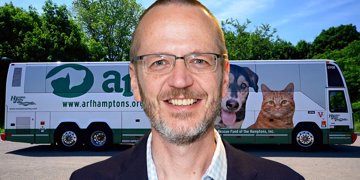 Scott Howe of ARF Hamptons Animal Rescue Fund of the Hamptons bus
