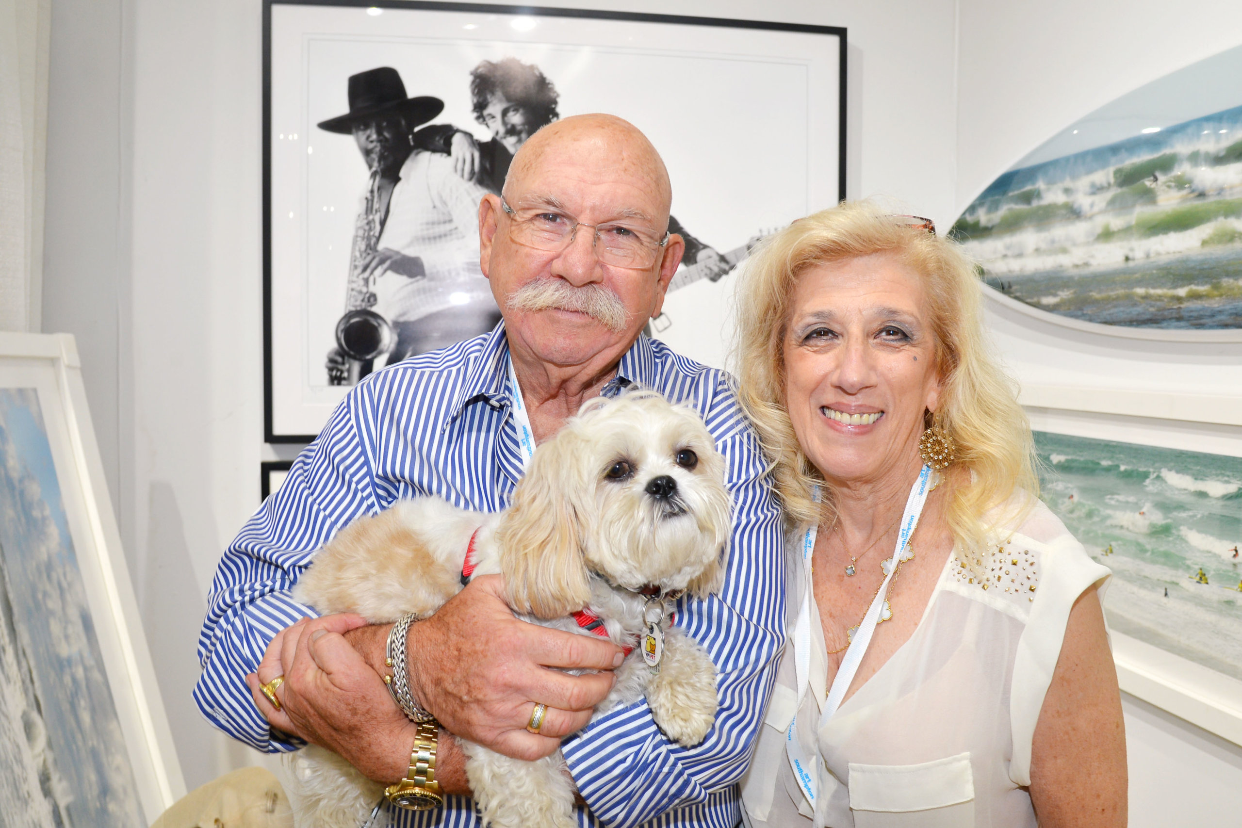 Tulla Booth with her husband Ed Segal and their dog Puccini in 2015