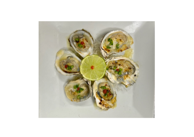 Broiled Miso Oysters from On the Docks in Aquebogue